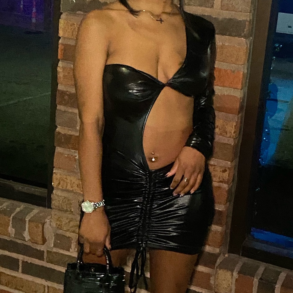 Black cut out mini dress